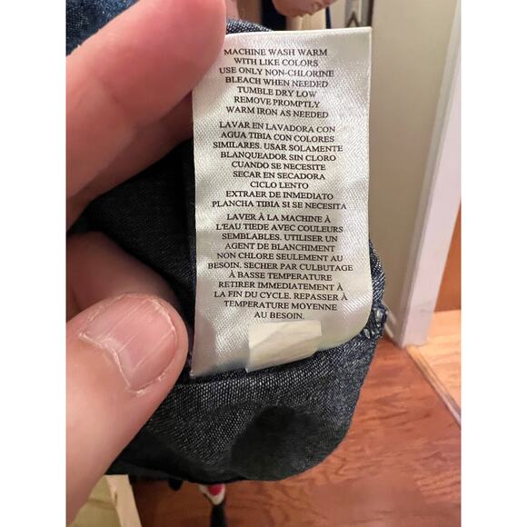 Girls Denim Sleeveless Ruffle Dress with Pink Trim - Picture 6 of 6